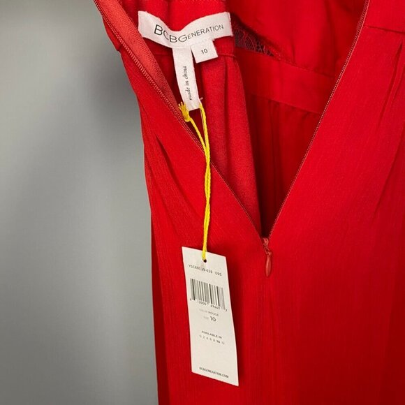 NWT Retail: $188 BCBGeneration Red Lace Chiffon Formal Maxi Gown Womens size 10 - Picture 5 of 7